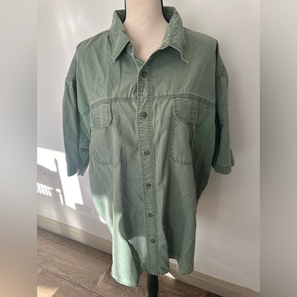 Redhead men’s fishing  shirt, green cotton blend button front 2XL short sleeve - Picture 1 of 5